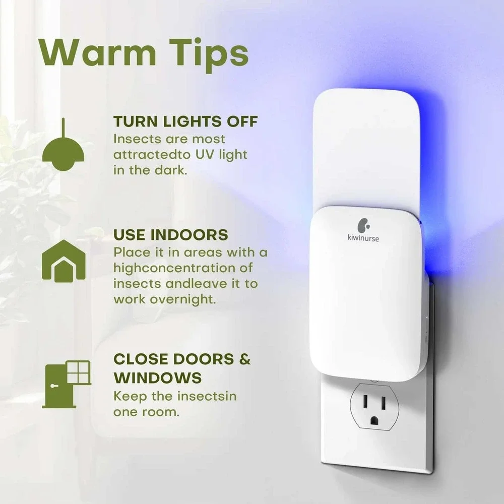 Kiwiruse UV Fly‎ Insect Trap 2 devices & 8 refills Flies Moths Gnats Fruit Flies